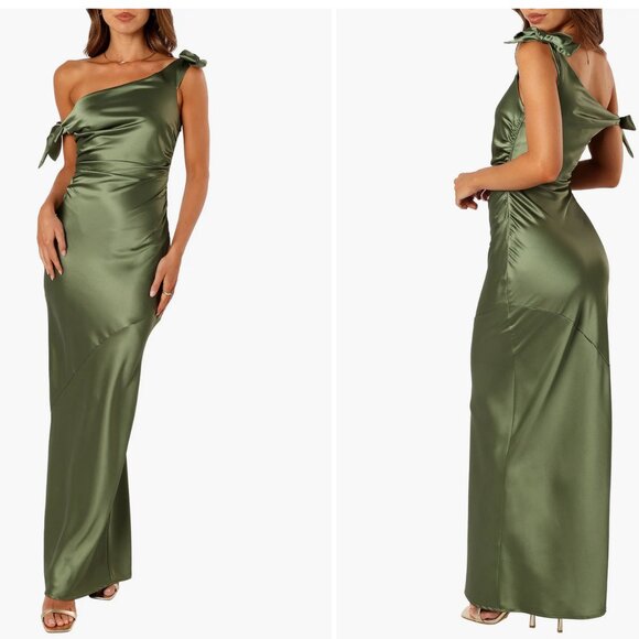 Petal & Pup Dresses & Skirts - Petal & Pup Selma One-Shoulder Satin Gown | Size S